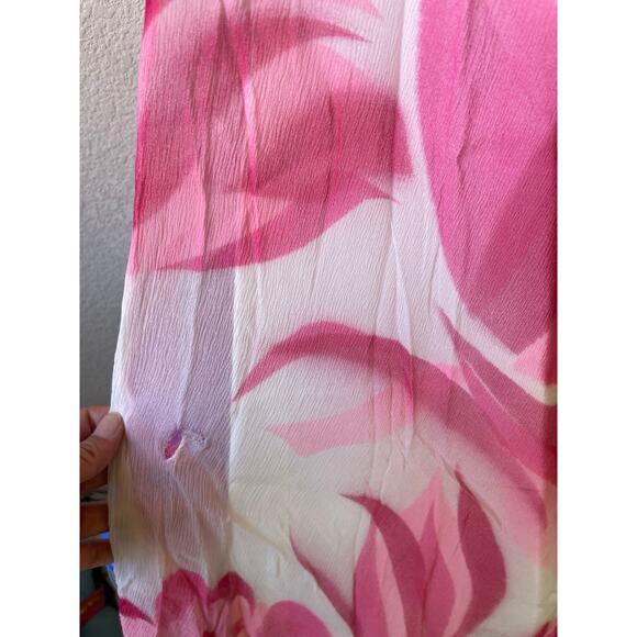 Vintage 60s/70s chiffon long maxi gown pink floral with sheer sleeves small - Picture 3 of 8